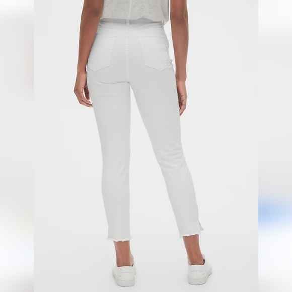 Gap High Rise True Skinny Jeans - White Distressed with Raw Hem Size 29 - Picture 4 of 15